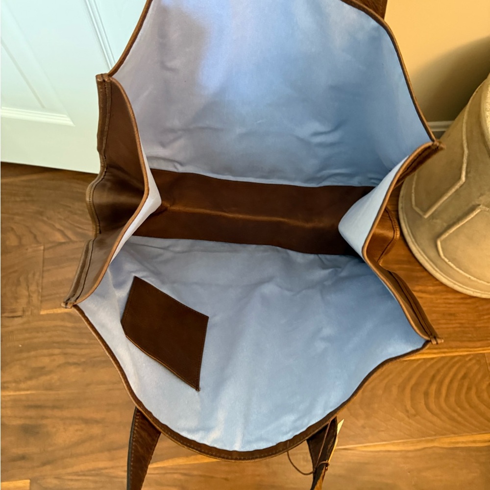 Moore & Giles Brown Leather Tote Bag.  Reclaimed Tote - Picture 3 of 4